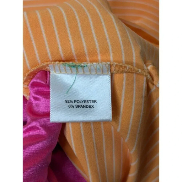 Peter Millar Summer Comfort Mens Orange White Striped Performance Polo Size L - Picture 9 of 11